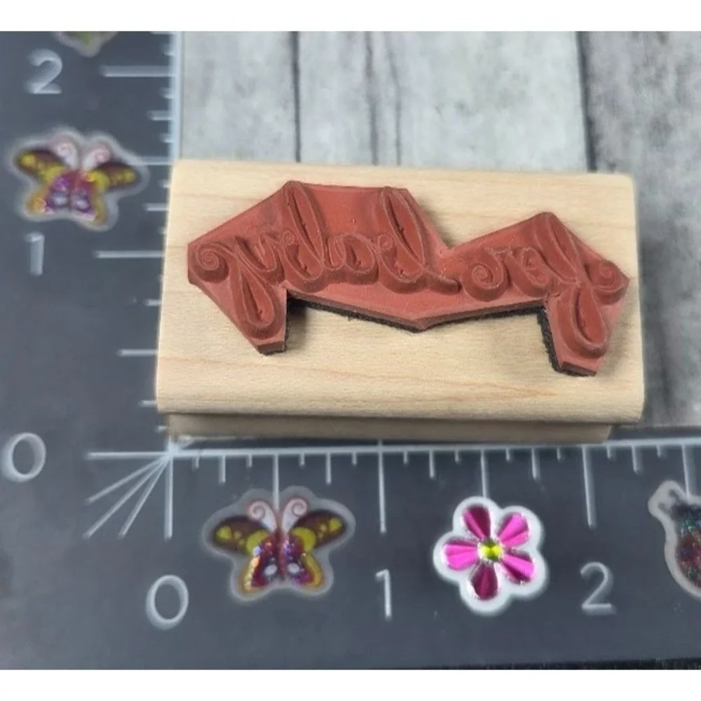 Paper Salon For Baby Elegant Script Gift Shower Rubber Stamp Wood #E116